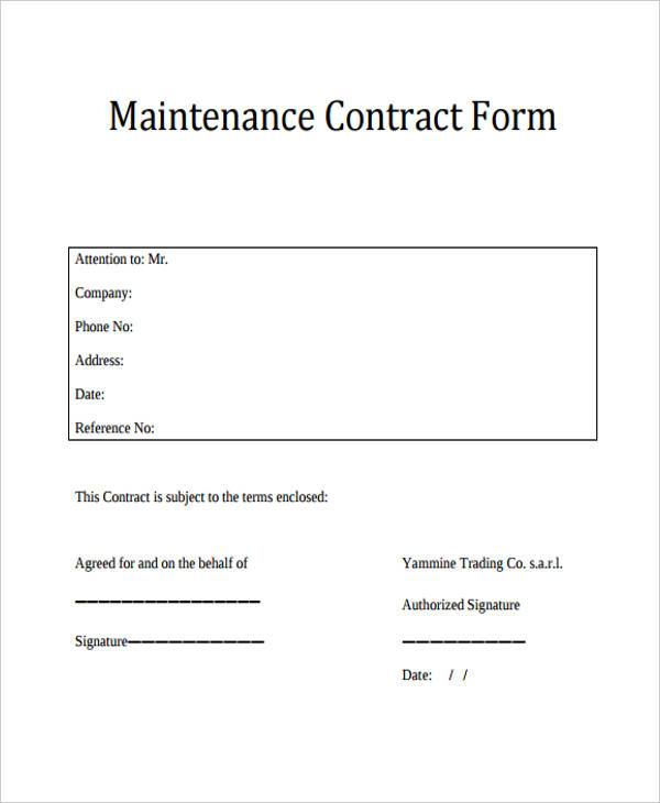 FREE 8 Sample Maintenance Contract Forms In PDF MS Word