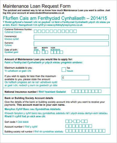 maintenance loan request form