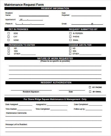 maintenance request form pdf