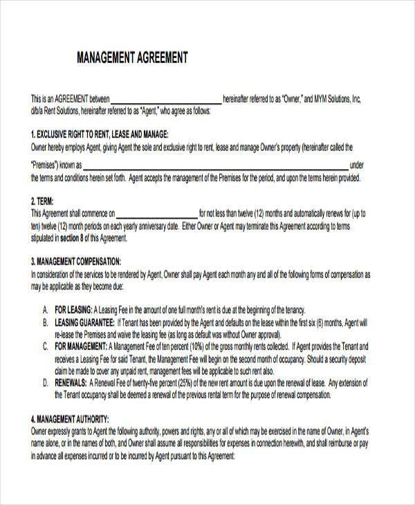 management agreement form free