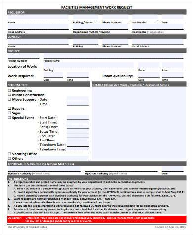 management work request form