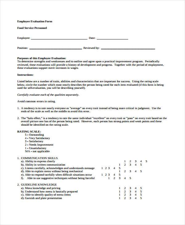 manager evaluation form example