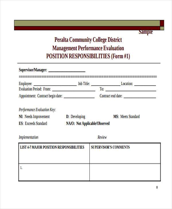 manager performance evaluation form