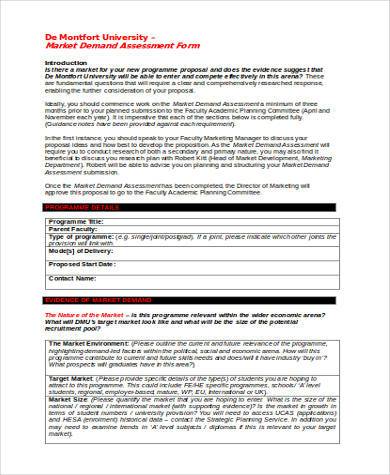 market demand assessment form