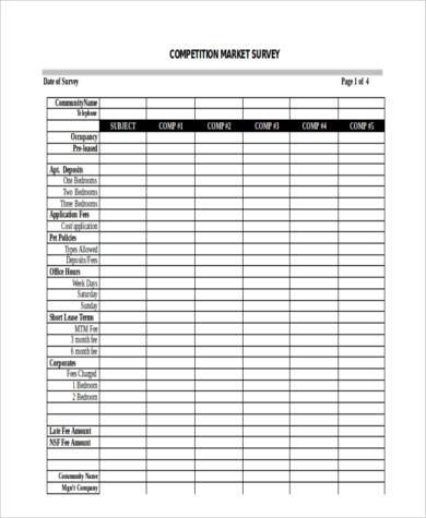 market survey form in word format