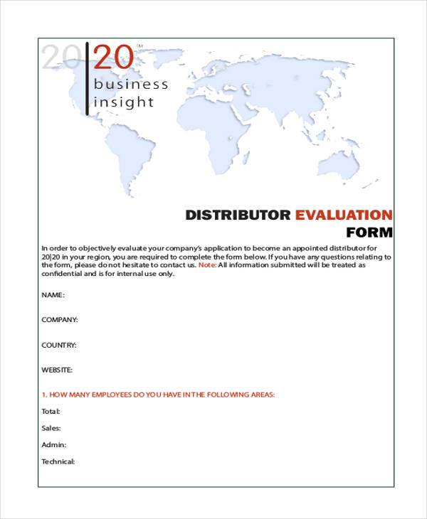 marketing distributor evaluation form