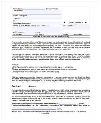 FREE 12+ Separation Agreement Form Samples, PDF, MS Word, Google Docs