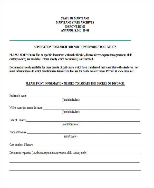 maryland separation agreement form