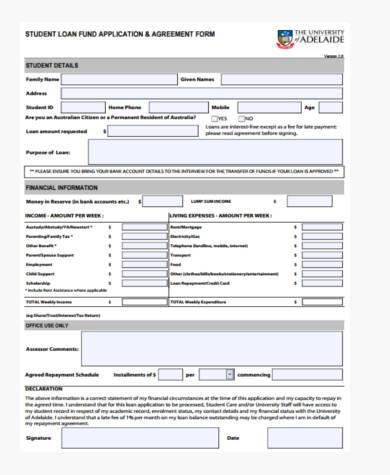 master student loan agreement form