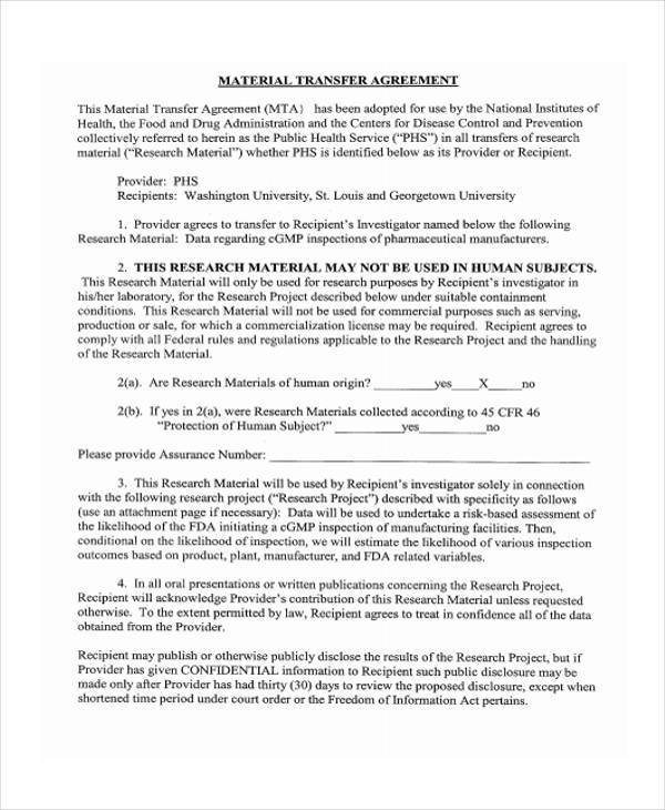 material transfer agreement form