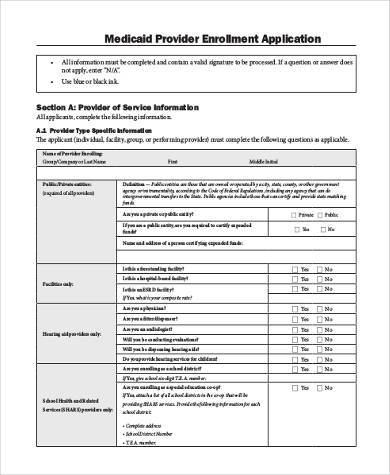medicaid enrollment application form