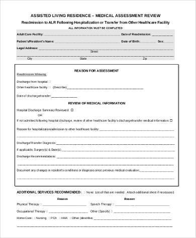 medical assessment review form