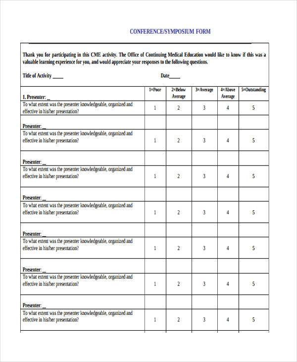 medical conference feedback form