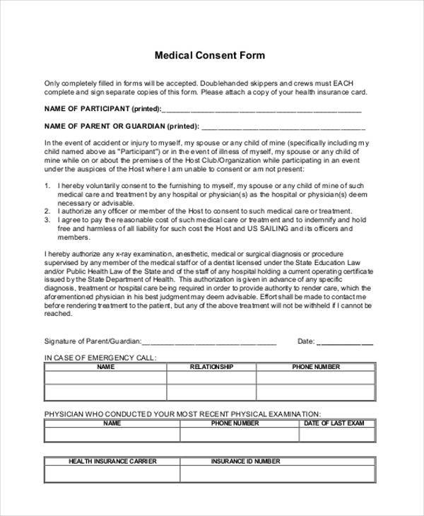 medical consent form example