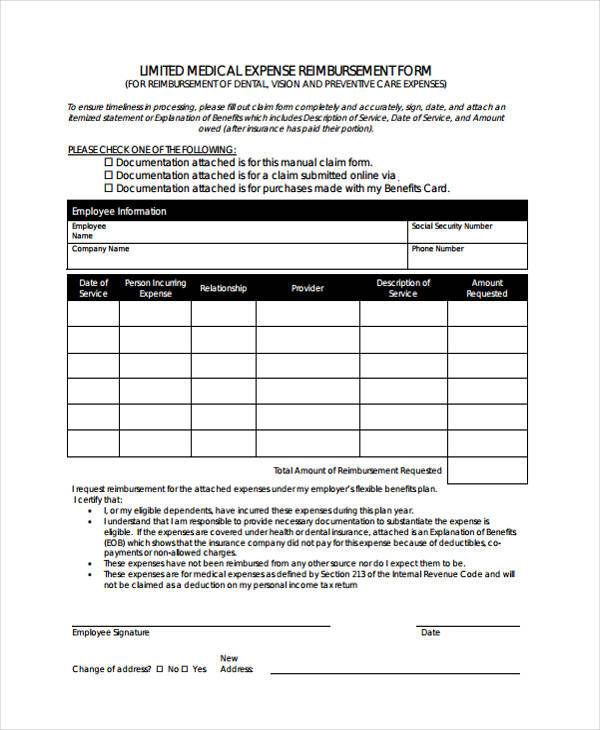 FREE 8+ Sample Medical Expense Forms in PDF | MS Word