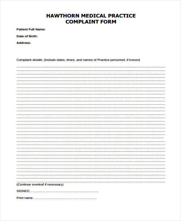 medical practice complaint form1
