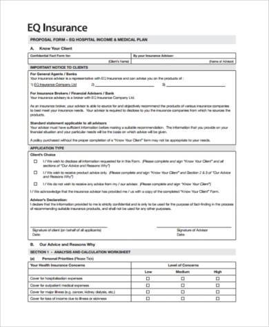 medical proposal form in pdf