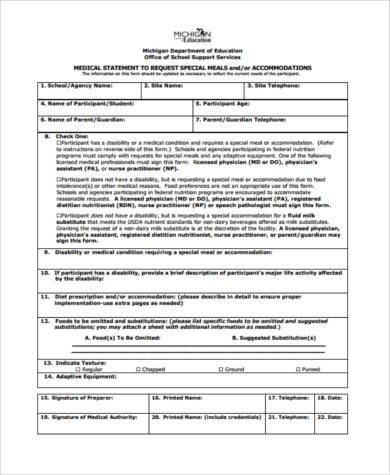 medical statement request form