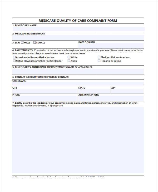 FREE 8+ Patient Complaint Forms in PDF MS Word