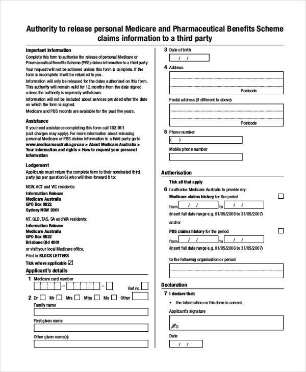 medicare information release form