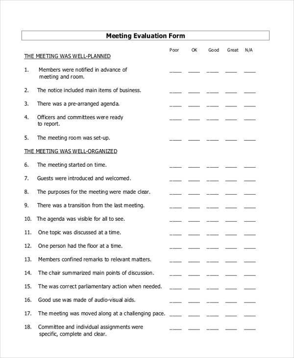 meeting evaluation form in pdf