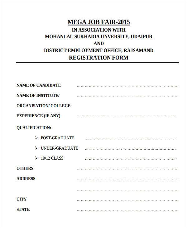 FREE 9+ Job Fair Registration Forms in PDF MS Word