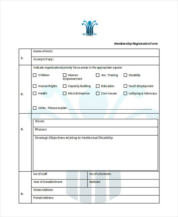 membership registration form word format