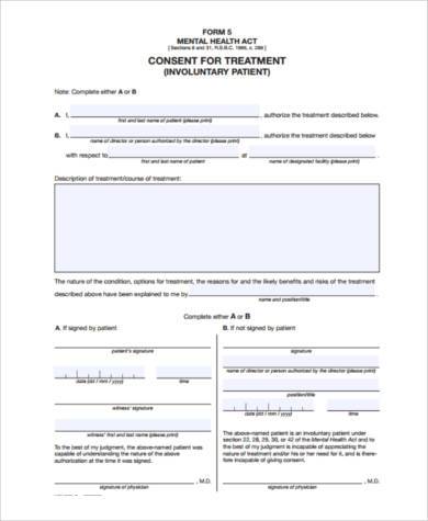 mental health consent form