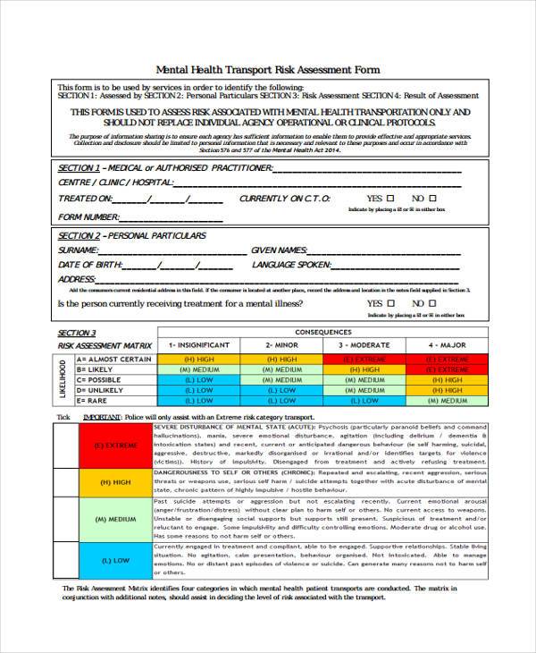 Mental Health Initial Assessment Form