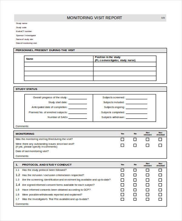 field visit report sample