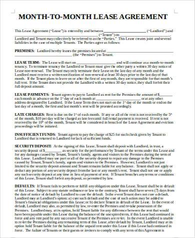 month to month lease agreement form
