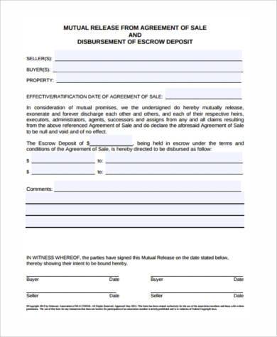 FREE 9  Sample Release Agreement Forms in PDF MS Word