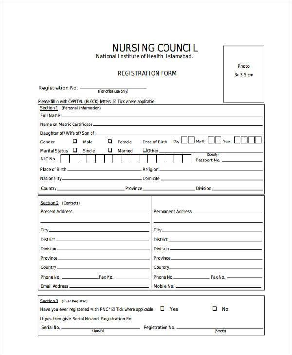 national nursing registration form in pdf
