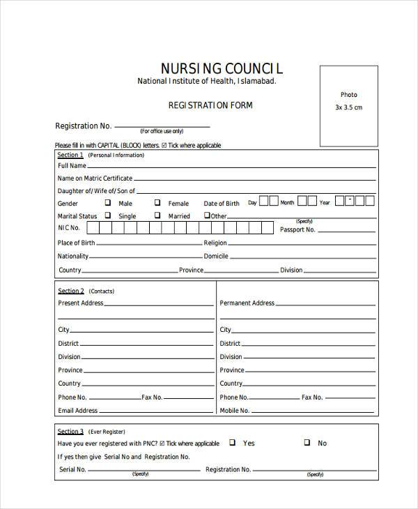 FREE 10+ Sample Nursing Registration Forms in PDF MS Word