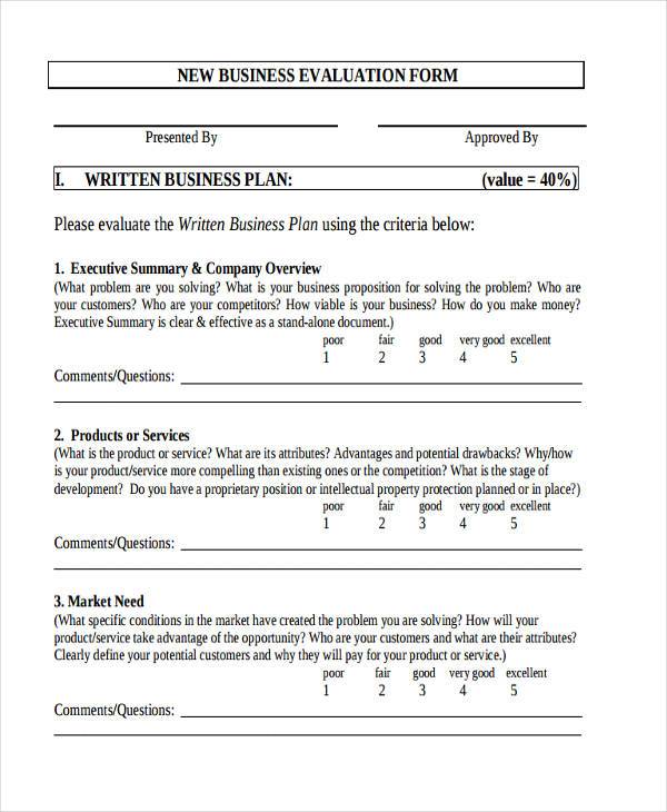 FREE 10+ Sample Business Evaluation Forms in PDF MS Word