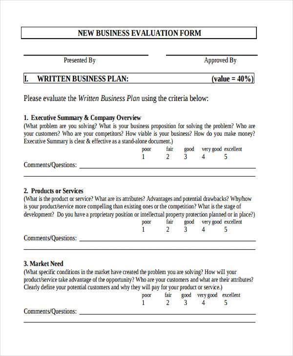 FREE 10 Sample Business Evaluation Forms In PDF MS Word