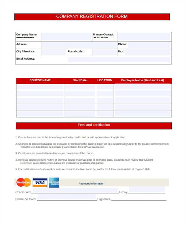 FREE 7+ Sample Company Registration Forms in PDF | MS Word