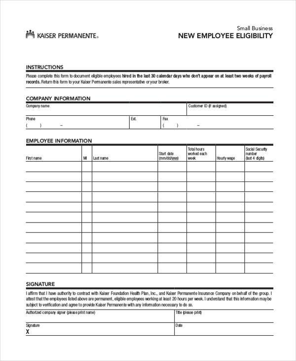 new employee eligibility form
