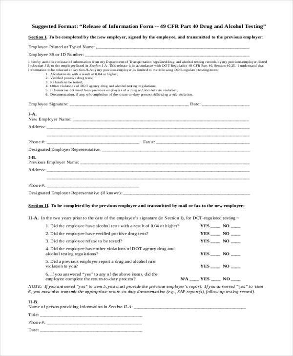 new employee release form sample