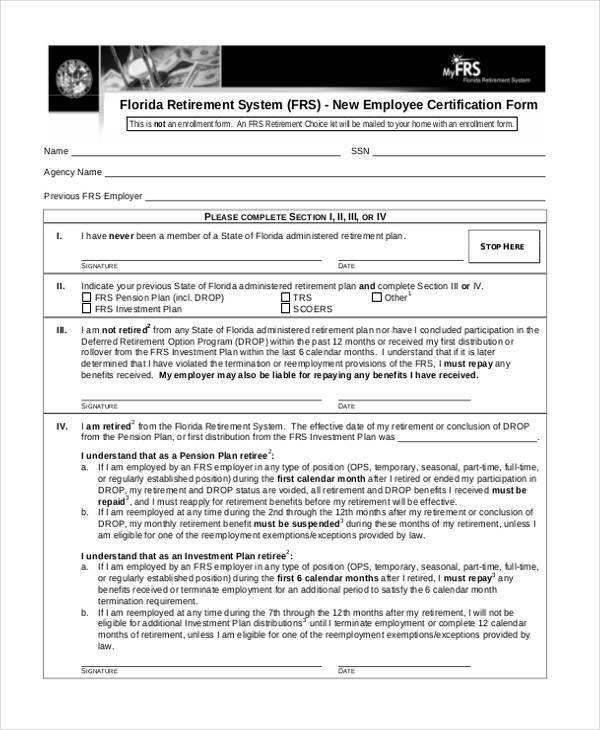 new employment certification form