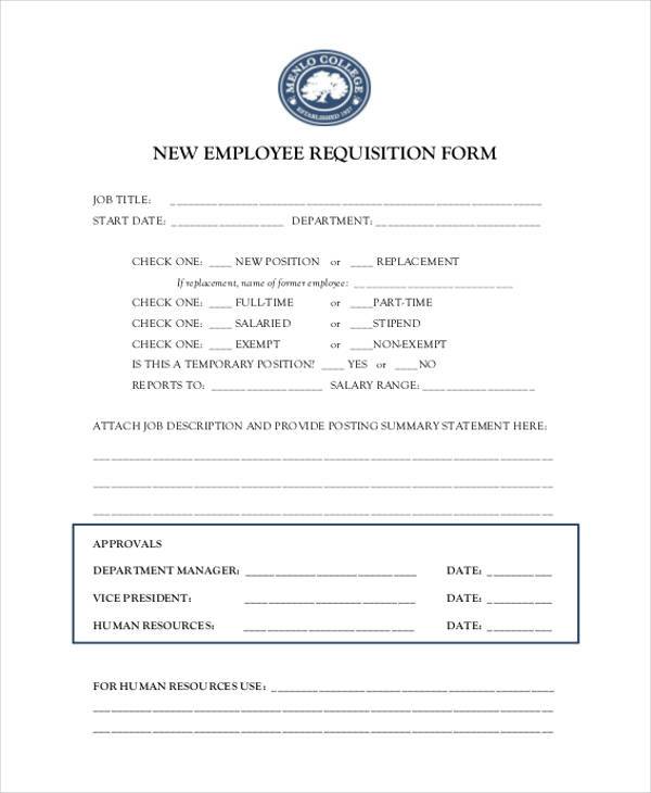 new employment requisition form