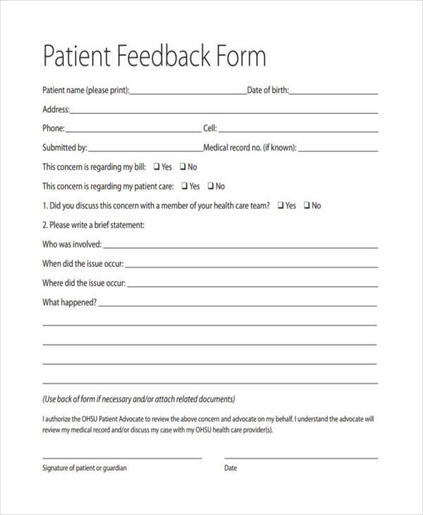 FREE 8  Patient Feedback Forms in PDF MS Word