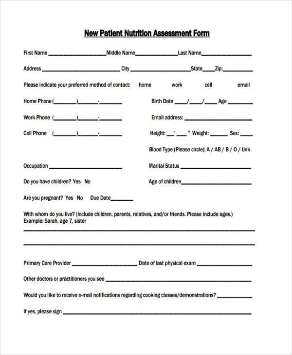 New Patient Assessment Form 