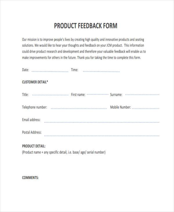 new product feedback form