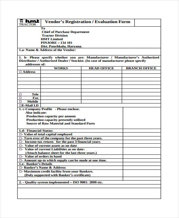 FREE 10+ Sample Vendor Evaluation Forms in PDF MS Word