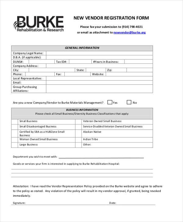 FREE 8+ Vendor Registration Forms in PDF Excel MS Word