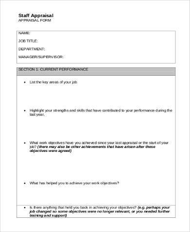 nursery staff appraisal form