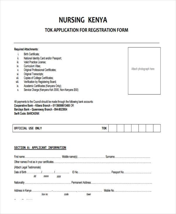 Free 10 Sample Nursing Registration Forms In Pdf Ms Word 2866