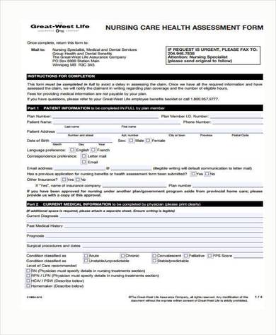 7+ Nursing Assessment Form Samples - Free Sample, Example, Format Download