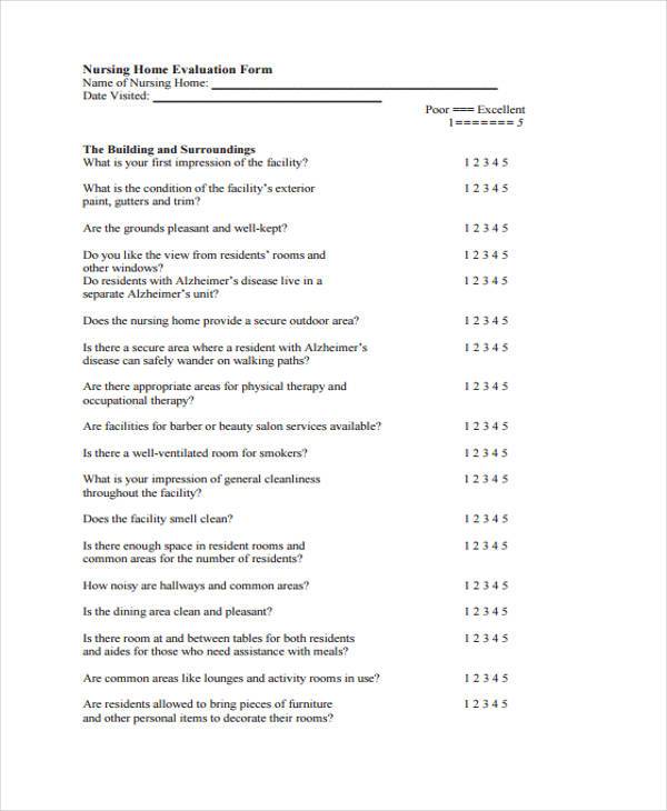 nursing home evaluation form1